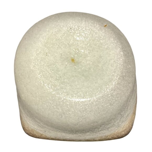 Vtg White and Amber Folded Bowl w/Bubbles Recycled Art Glass Trinket Bowl or Can - Picture 4 of 4